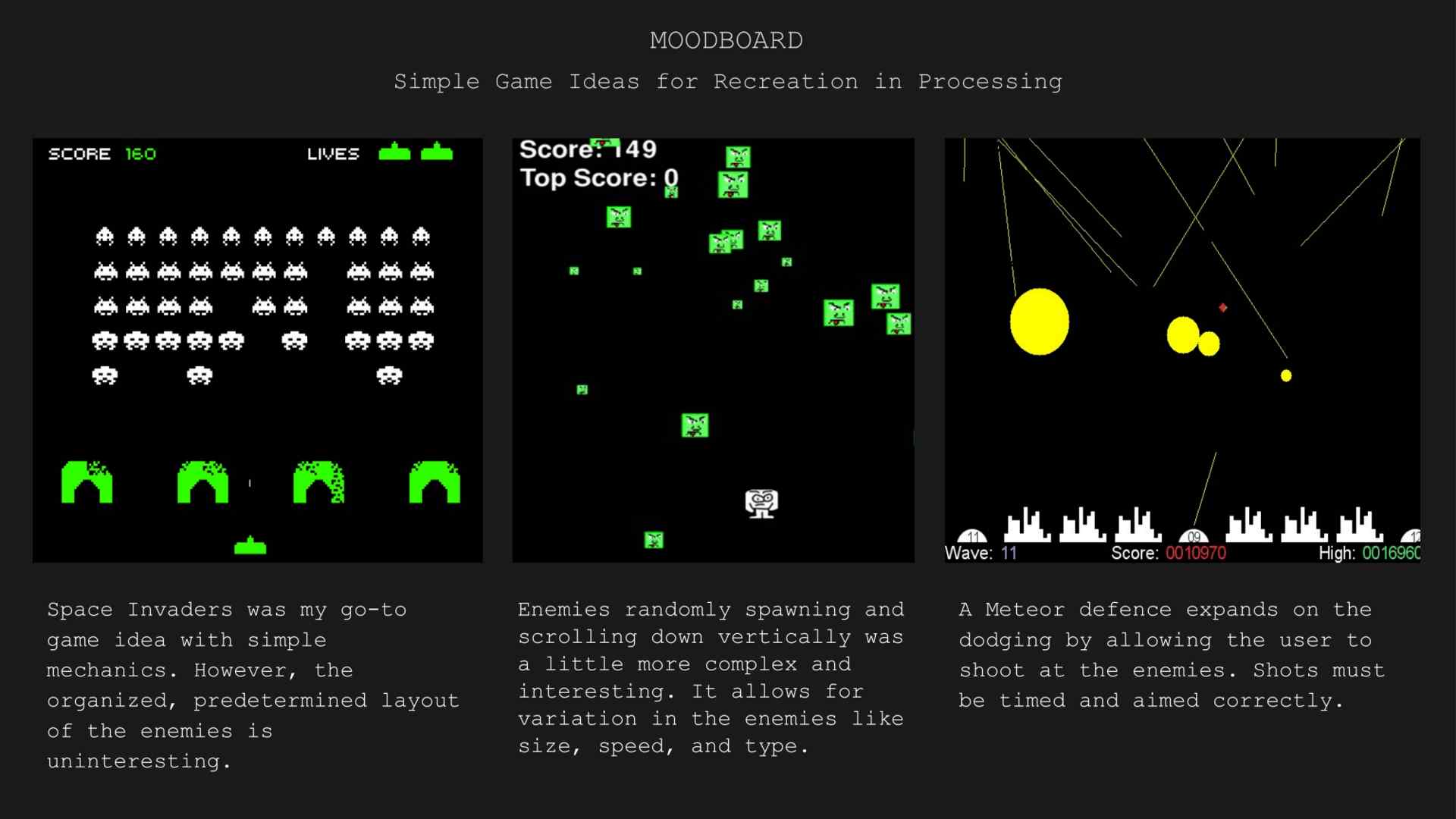 Asteroids Catch & Shoot Moodboard