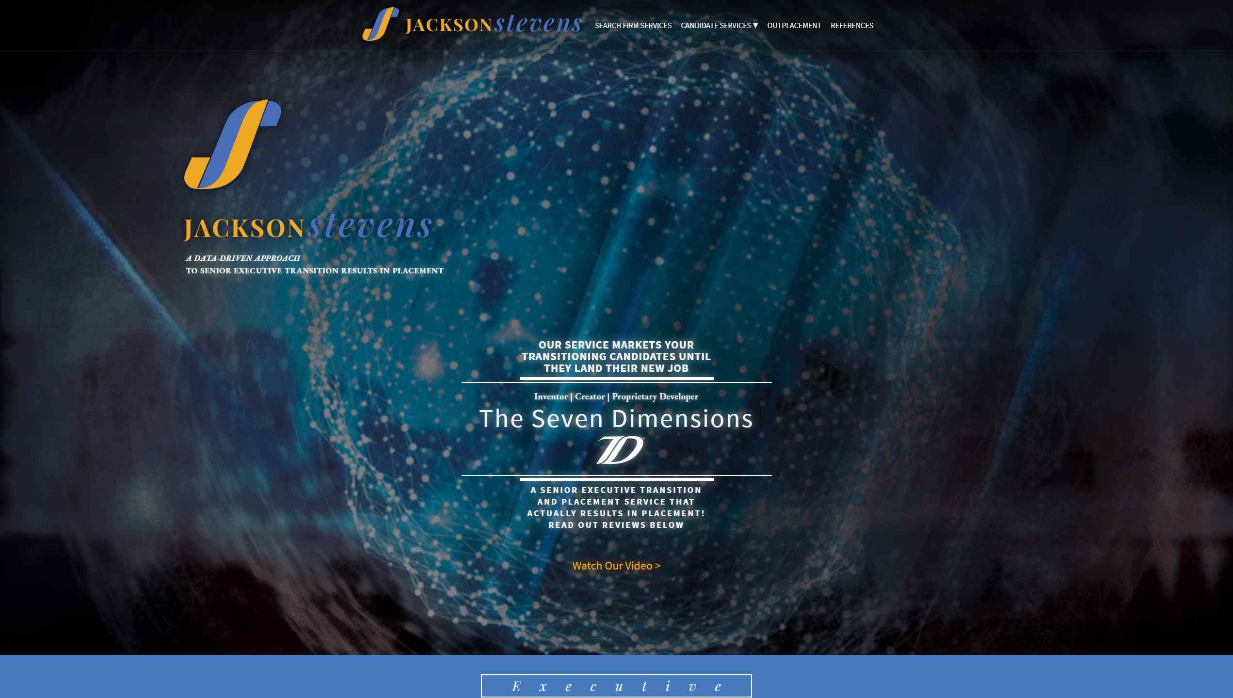 Jackson Stevens Resumes – Desktop device screenshot of the homepage/main webpage