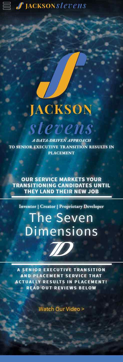 Jackson Stevens Resumes – Mobile device screenshot of the homepage/main webpage