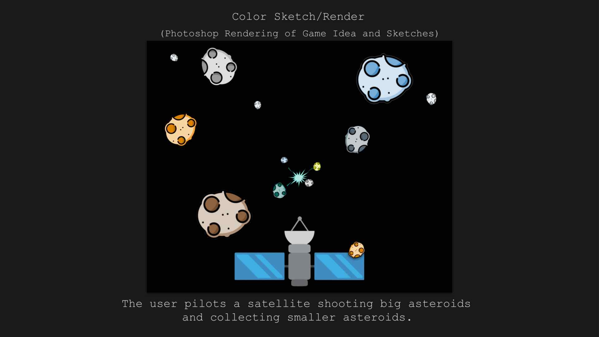 Asteroids Catch & Shoot Color – Idea/Render
