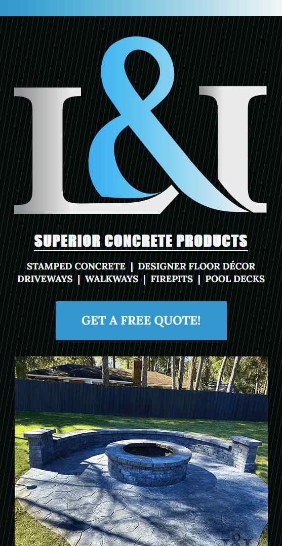 Stamped Concrete Business – One Page Website on Mobile